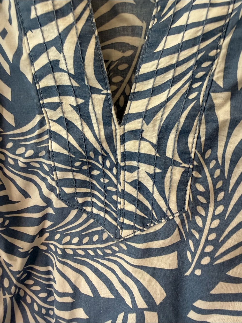 Talbots 3X Blue and White Printed Women's Tunic Top 100% Cotton - Picture 5 of 5